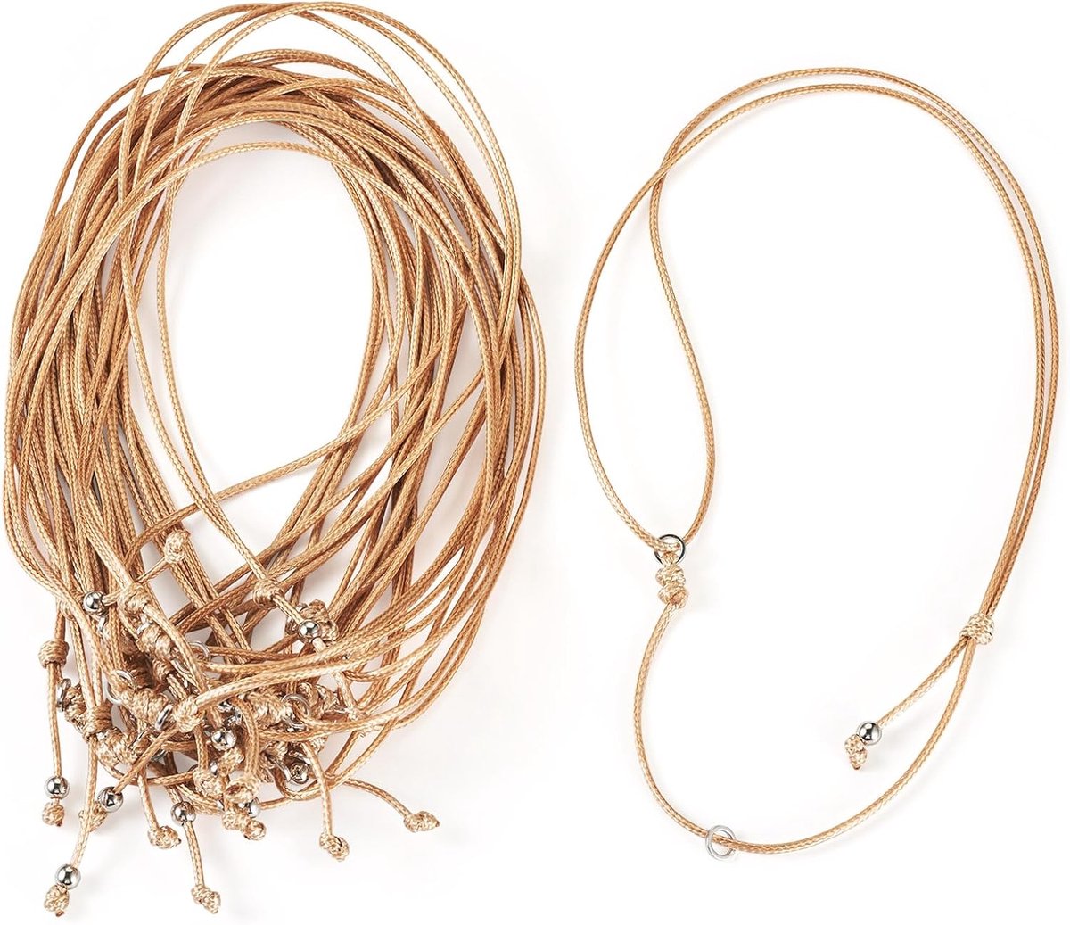 15 Stuks Verstelbare Ketting Koorden Bulk Gewaxt Polyester Touw Kettingen Dubbele Geknoopte Koorden Voor Diy Paar Vriendschap Ketting Sieraden Maken BurlyWood