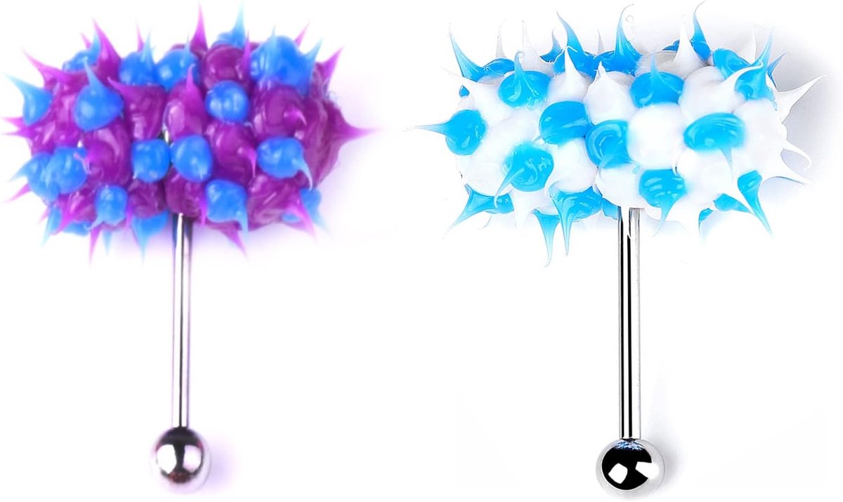 Vibrerende tongringen, vibrerende tongpiercing, barbell siliconen tongringen, piercing sieraden, vibrator, tongring voor vrouwen, vibrerende bal 316L roestvrij 2st, Siliconen, geen edelsteen