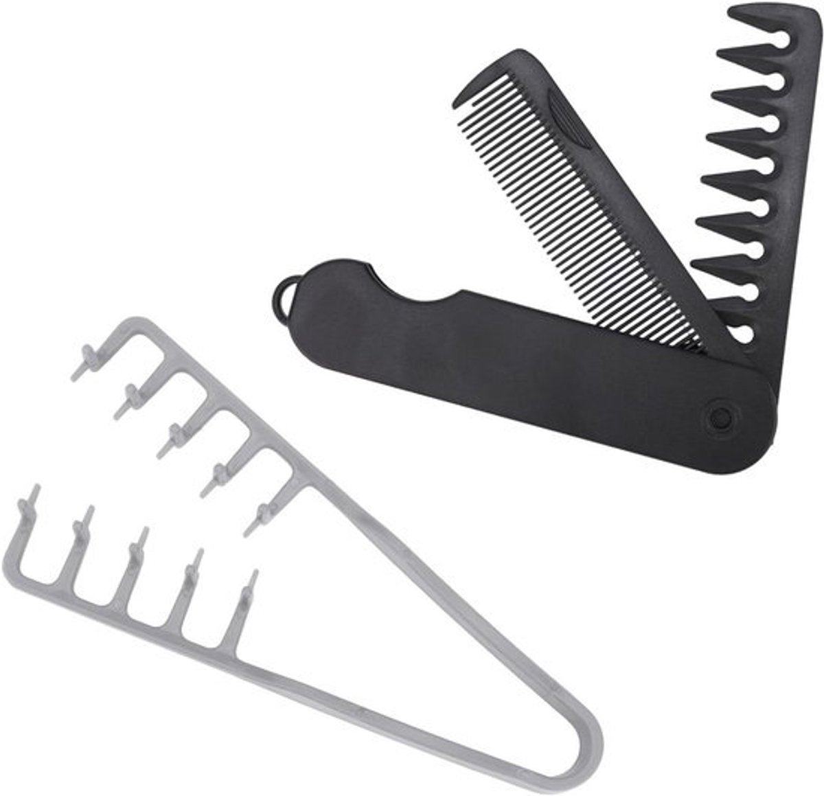 Pluizige Textuurkam - Vouwkam Heren - Haar Stylen - Dubbele Tanden - 2 Stuks - Grijs Zwart