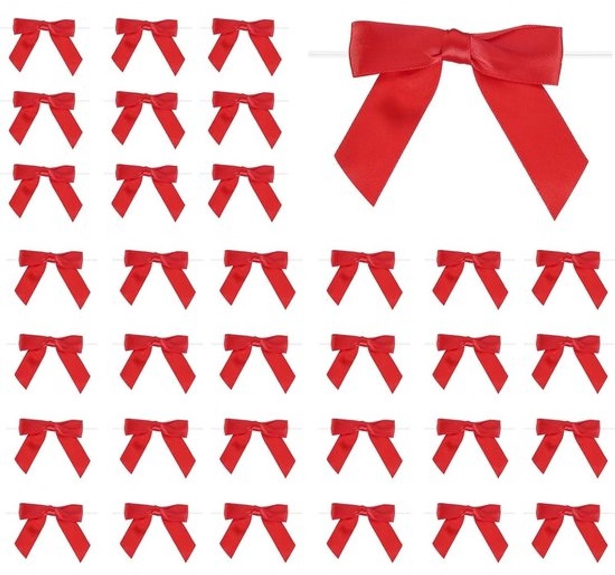 Satijnen Lint Strikken - Knutselstrikken Decoratie - Cadeau Verpakken - Met Draaidoppen - 50 stuks - Rood