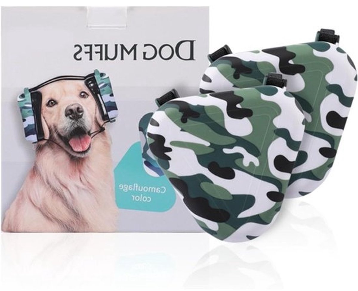 Hondenoorbeschermers - Gehoorbescherming Hond - Geluidsreductie - Verstelbare Pasvorm - 121 x 107 x 104 cm - Camouflage