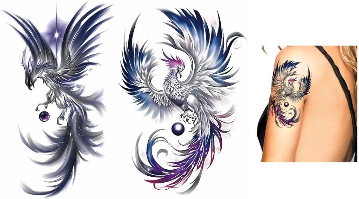 Tijdelijke feniks tatoeages vogel tatoeages arm tatoeages dier zelfklevende tatoeages TBS8555 8559