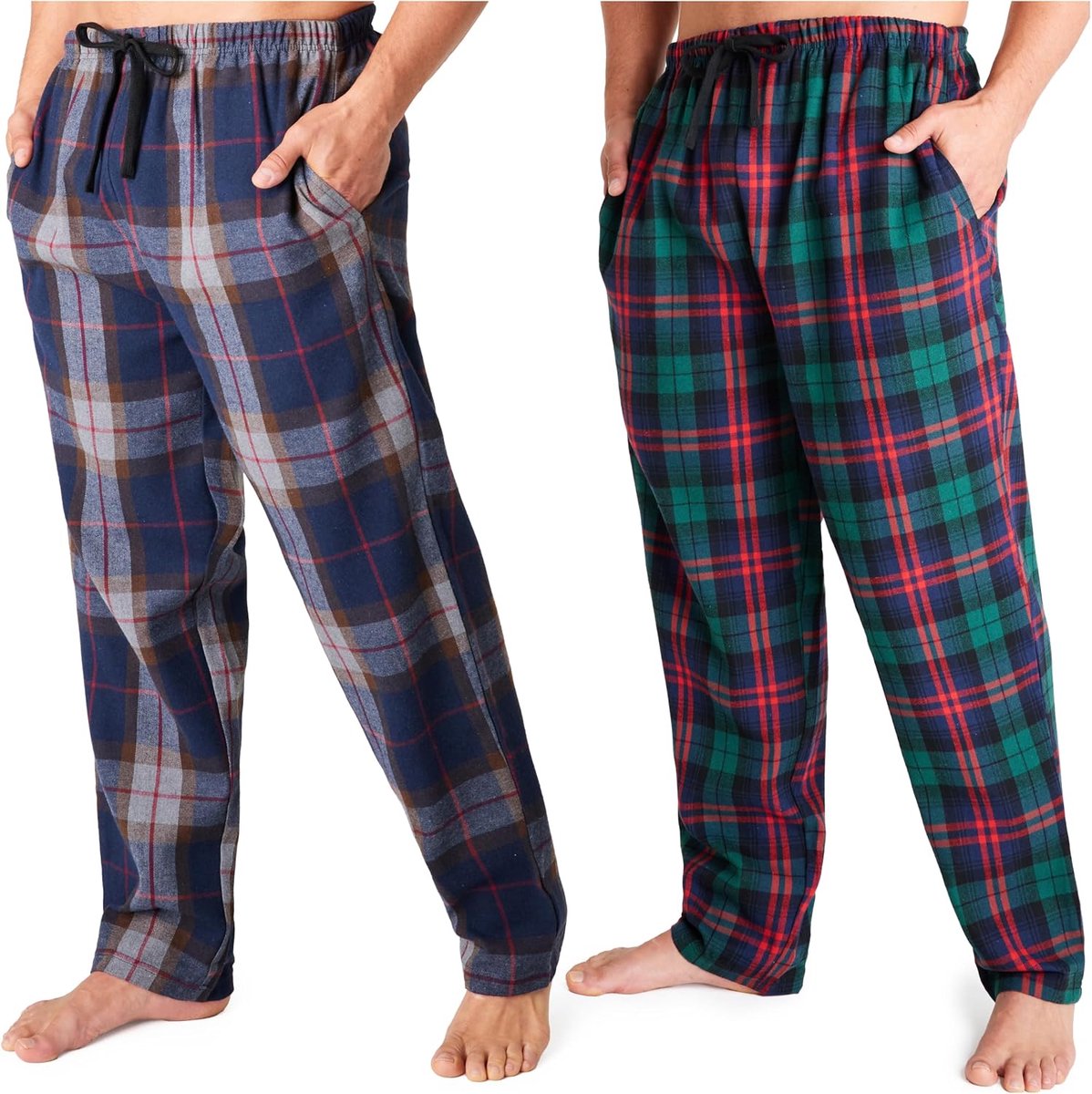 Trend 2-pack pyjama broek voor mannen, tieners, M - 3XL loungebroek voor nachtkleding, zachte pyjamabroek met zakken, geschenken voor mannen