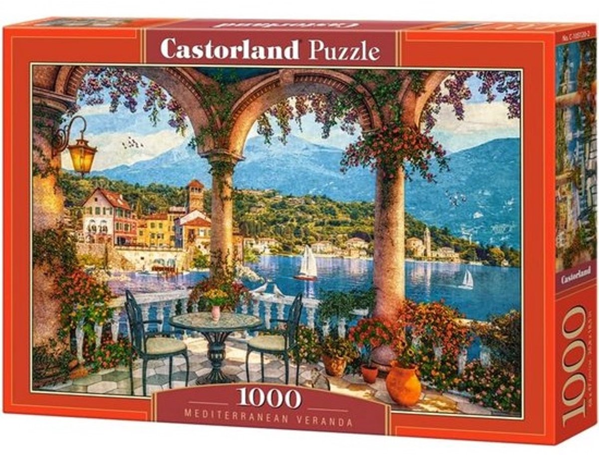Puzzel 1000 Delen - Mediterrane Veranda en Italiaans Bergmeer - Volwassen Puzzel voor Uren Plezier