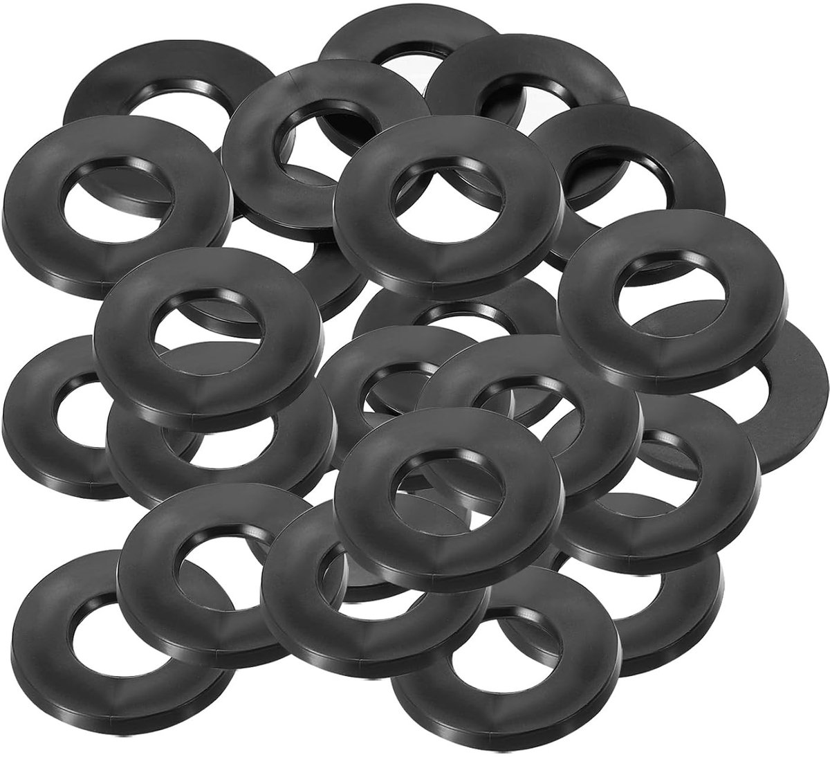 Nylon sluitringen set - Zwart - 12 x 24 x 3 mm - Rubberen platte afdichtingsringen - Voor bevestiging en afdichting
