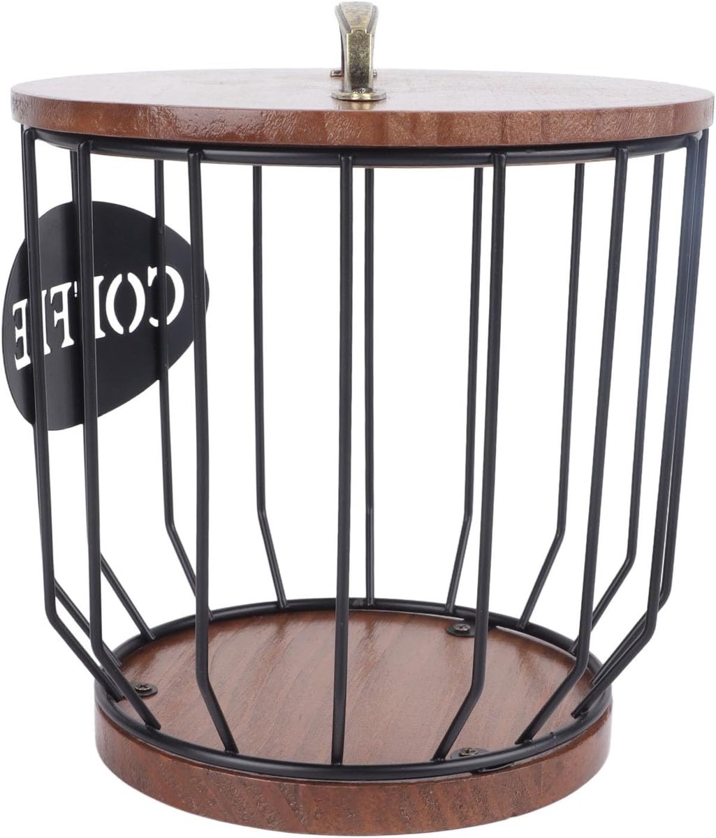 Koffiefilterhouder met Deksel - Rustieke Koffiefilter Opslagcontainer en Koffiepads Houder van de Tegenkoffiecoffeaccessories Decor (0291C Zwart)