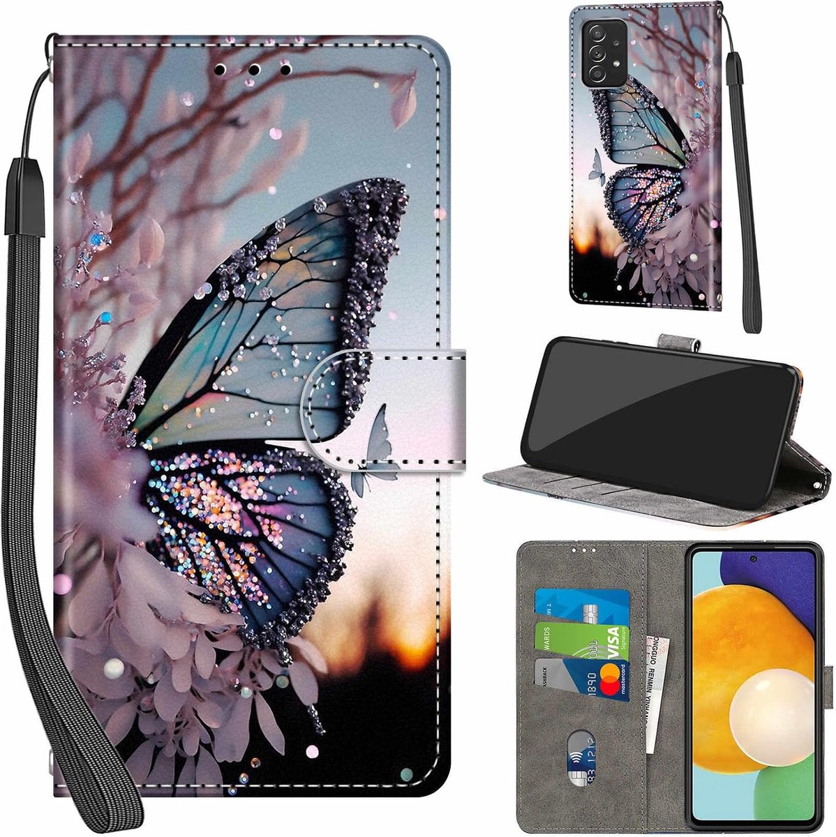 Portemonnee Telefoonhoes voor Samsung Galaxy A53 5G Vlinder
