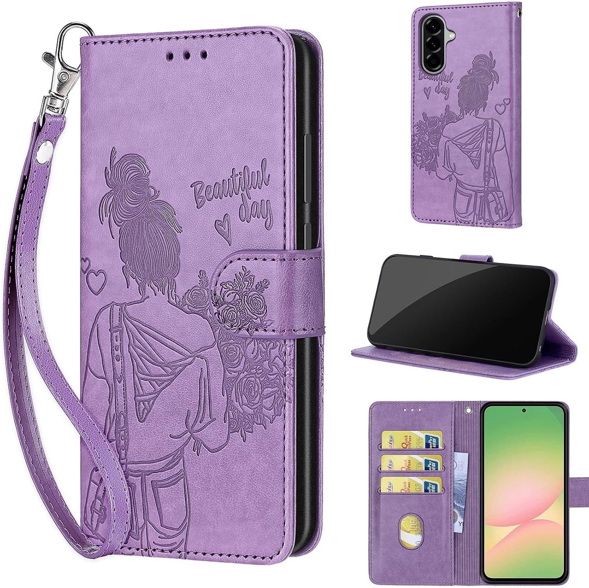 Portemonnee Telefoonhoes voor Samsung Galaxy A57 Paars