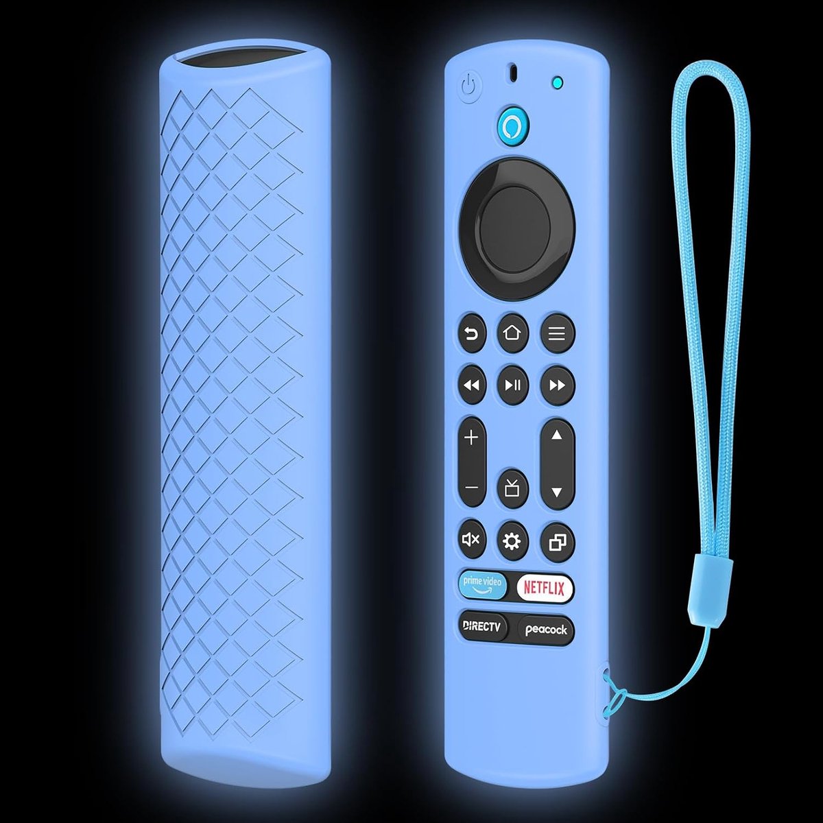 Afstandsbediening hoes voor Firestick 4K Max/Toshiba/Insignia Alexa stem afstandsbediening, lichte antislip, stootvaste siliconen beschermhoes, slim case cover (Blue Glow)