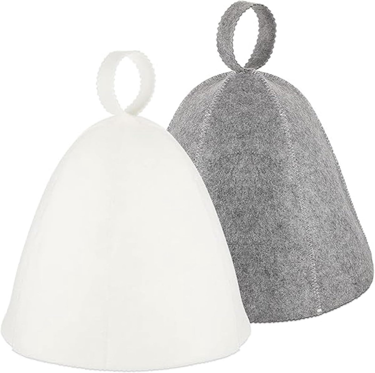 saunahoed voor dames en heren, badmuts, vilt, uniseks, vilten badhoed voor heilbaden, badkamer, sauna, grijs, beige, sauna-accessoires, 2 stuks, saunahoed, douche, hoofddeksel