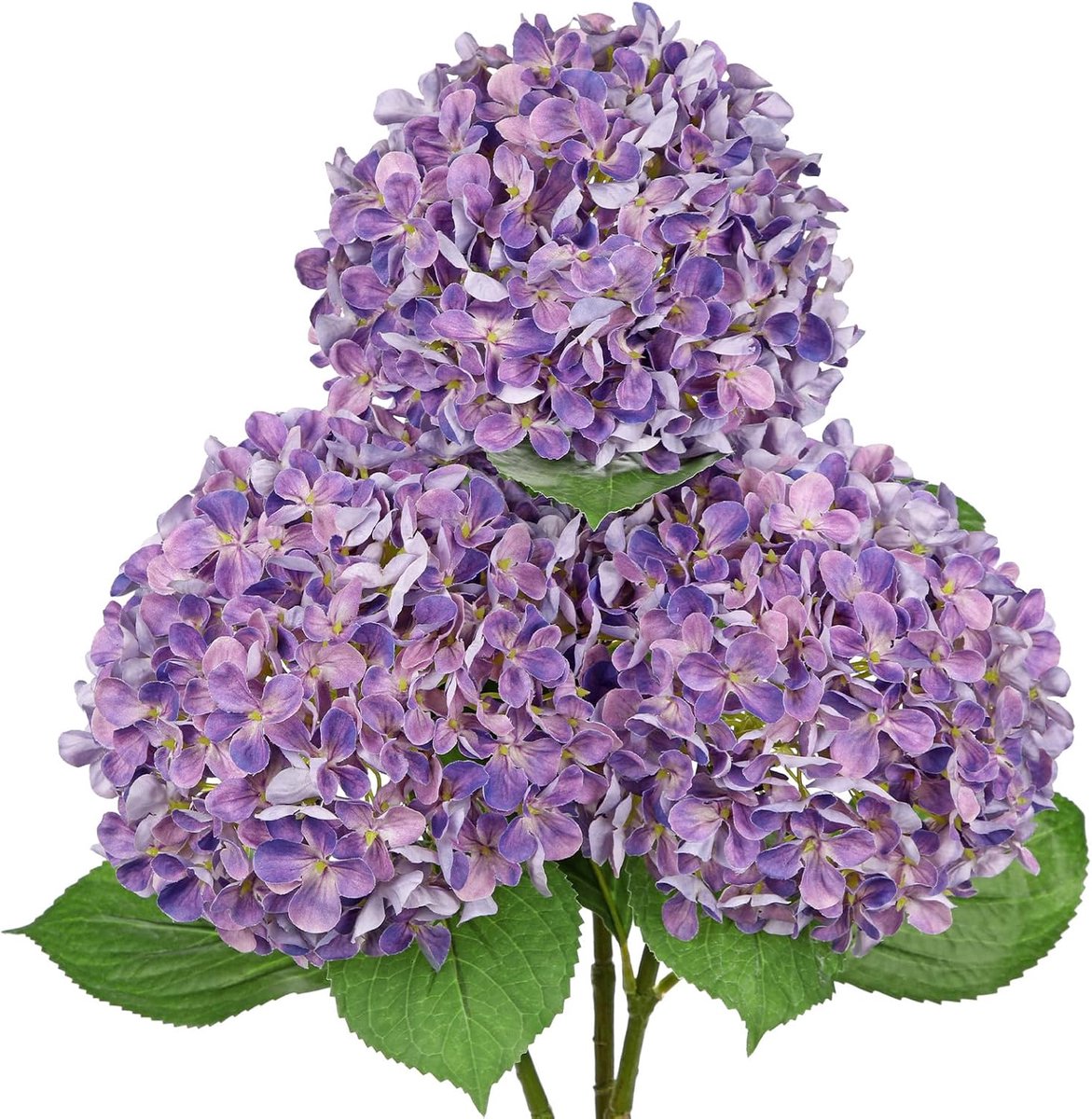 3 STKS Kunstmatige Hortensia Bloemen 26,5 inch Lange Stengel Paarse Hortensia Kunstbloemen Realistische Faux Hortensia's met 6,6 inch Grote Bloei Nep Zijde Bloem voor Thuis Bruiloft Tafel