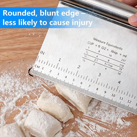 3 stuks deegschrapers roestvrij staal, 15/20/22 cm deegsnijder met maatschaal, antiaanbakdeegsnijder, deegkaart, roestvrij staal, deegspatel, bakgerei voor taart, pizza, cake koekjes — afbeelding 5