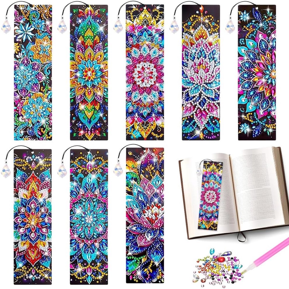 Diamond Painting Bladwijzers,8 stuks diamond painting bladwijzers, diamantschilderij voor kinderen cadeau voor meisjes