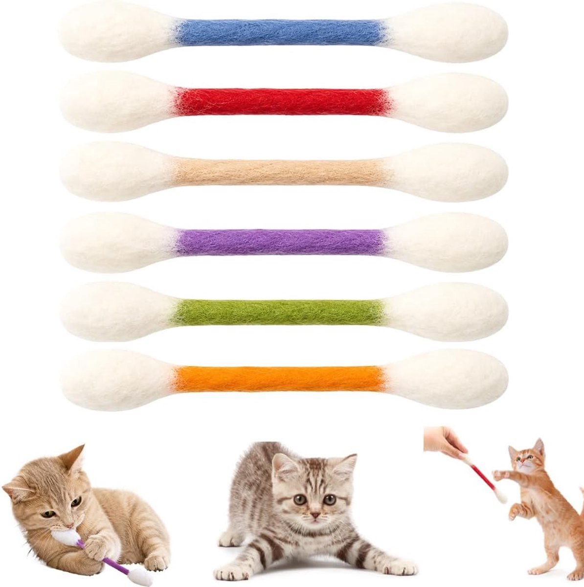 6 stuks kattenspeelgoed, katoenen staaf met grassmaak, accessoire geschikt voor katten binnenshuis, voor vrije tijd in het dagelijks leven