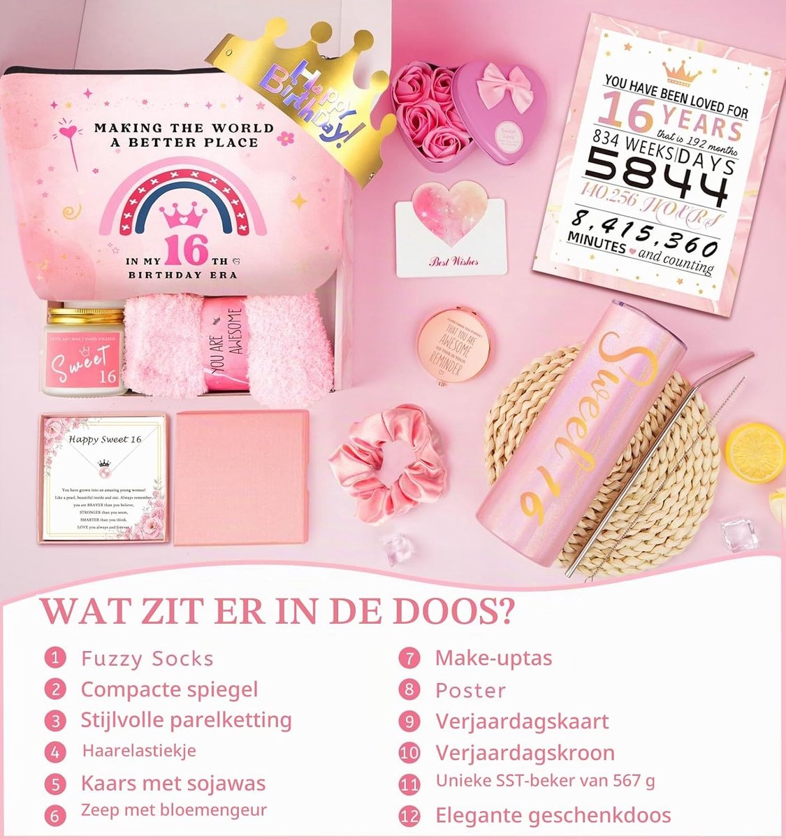 16 cadeaus voor meisjes 16e verjaardagscadeaus voor meisjes 16 jaar oud meisje verjaardagscadeau ideeën, unieke trendy voor tiener, dochter, nichtje, kleindochter, haar gelukkige 16e verjaardag