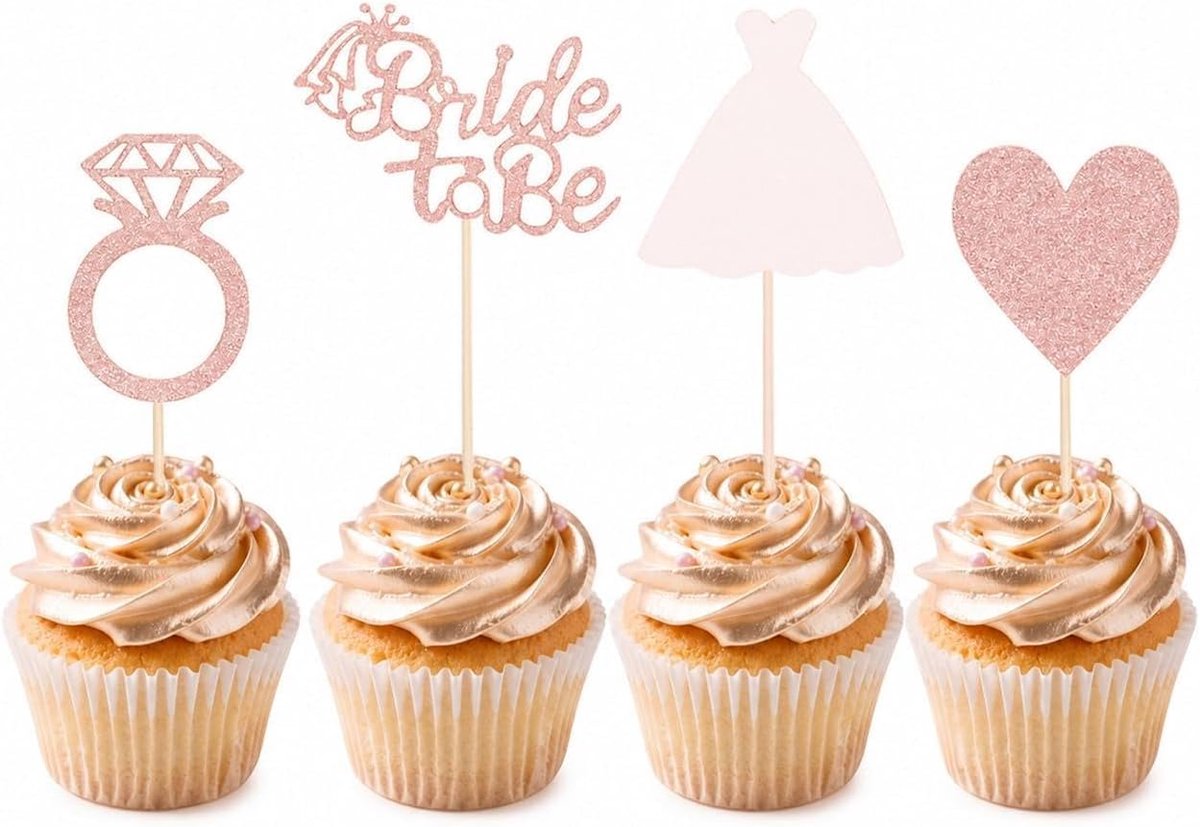 24-delige set glitter cupcake toppers Bride to Be taartdecoratie bruiloft bruiloft decoratie cupcake decoratie voor bruidsfeest verloving
