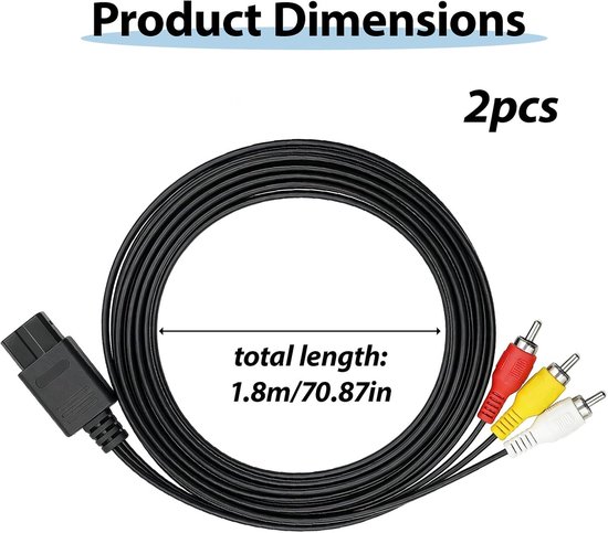 Kabel voor Nintendo 64 N64, GameCube GC & Super Nintendo SNES – Composite RCA Audio Video Kabel 1,8m – Ersatz Videoanschluss für TV & Monitor — afbeelding 2