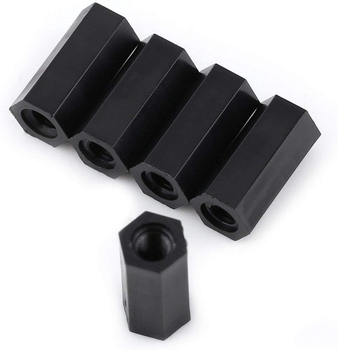 Dailygoods - M3 Vrouwelijke naar M3 Vrouwelijke Standoff Spacer - Nylon Zwart - Duurzaam en Isolerend - 100 Stuks - Voor Electronica Projecten - 8mm 1