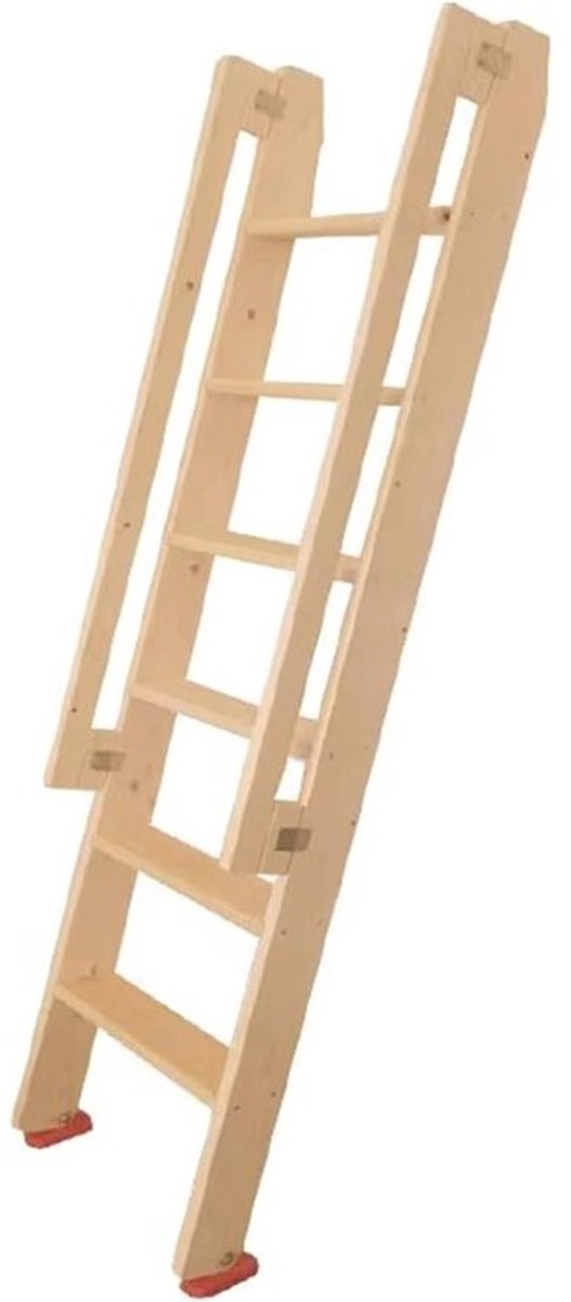 Houten Stapelbed Ladder - Hoogslaper Klimtouw - Veilig Klimmen - Extra Brede Treden - 100 cm Hoog - Houtkleur