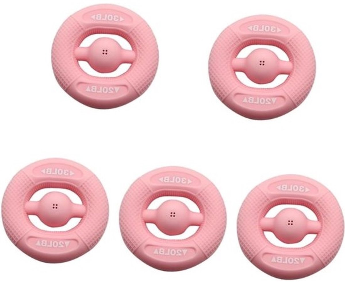 Vingertrainer Set - Handtrainer Gripversterker - Kracht Training - Set van 5 Stuks - 7.8 x 7.8 cm - Roze