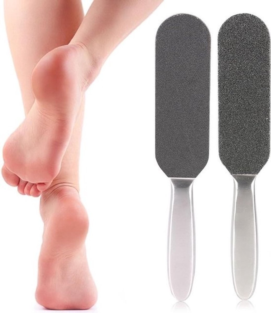 Voet eelt verwijderaar - Pedicure vijl Huidverzorging - Verwijderen dode huid - Dubbelzijdig schuurpapier - 25 x 4.5 cm - Zilver