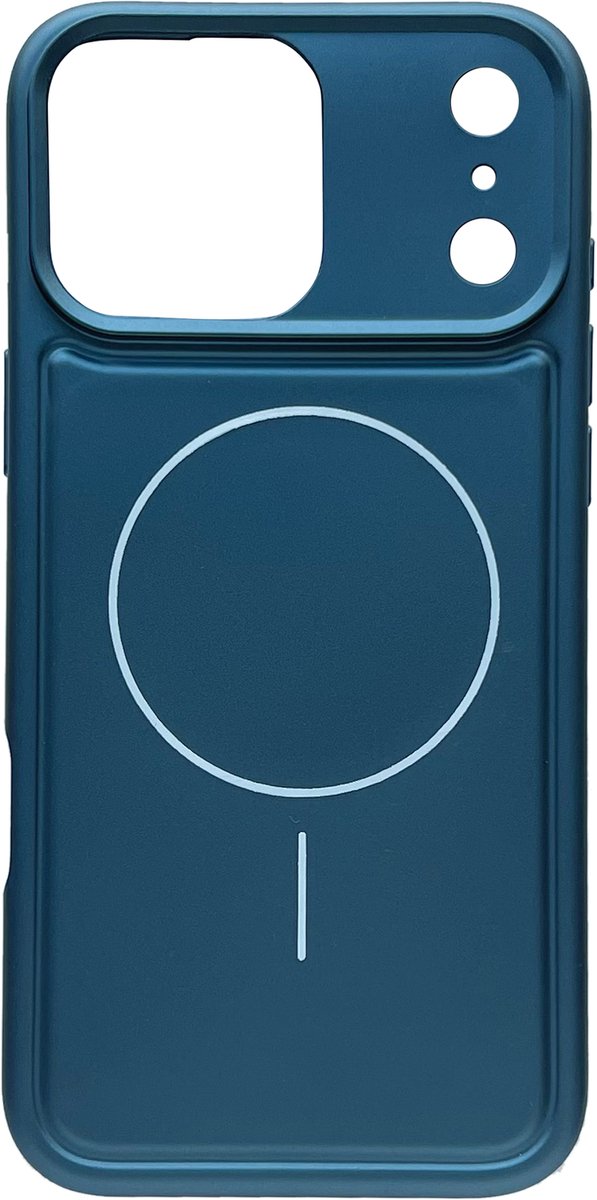 Casemania Hoesje Geschikt voor Apple iPhone 18 Pro Max - Metallic Blauw - Matte Siliconen Back Cover - Geschikt voor MagSafe