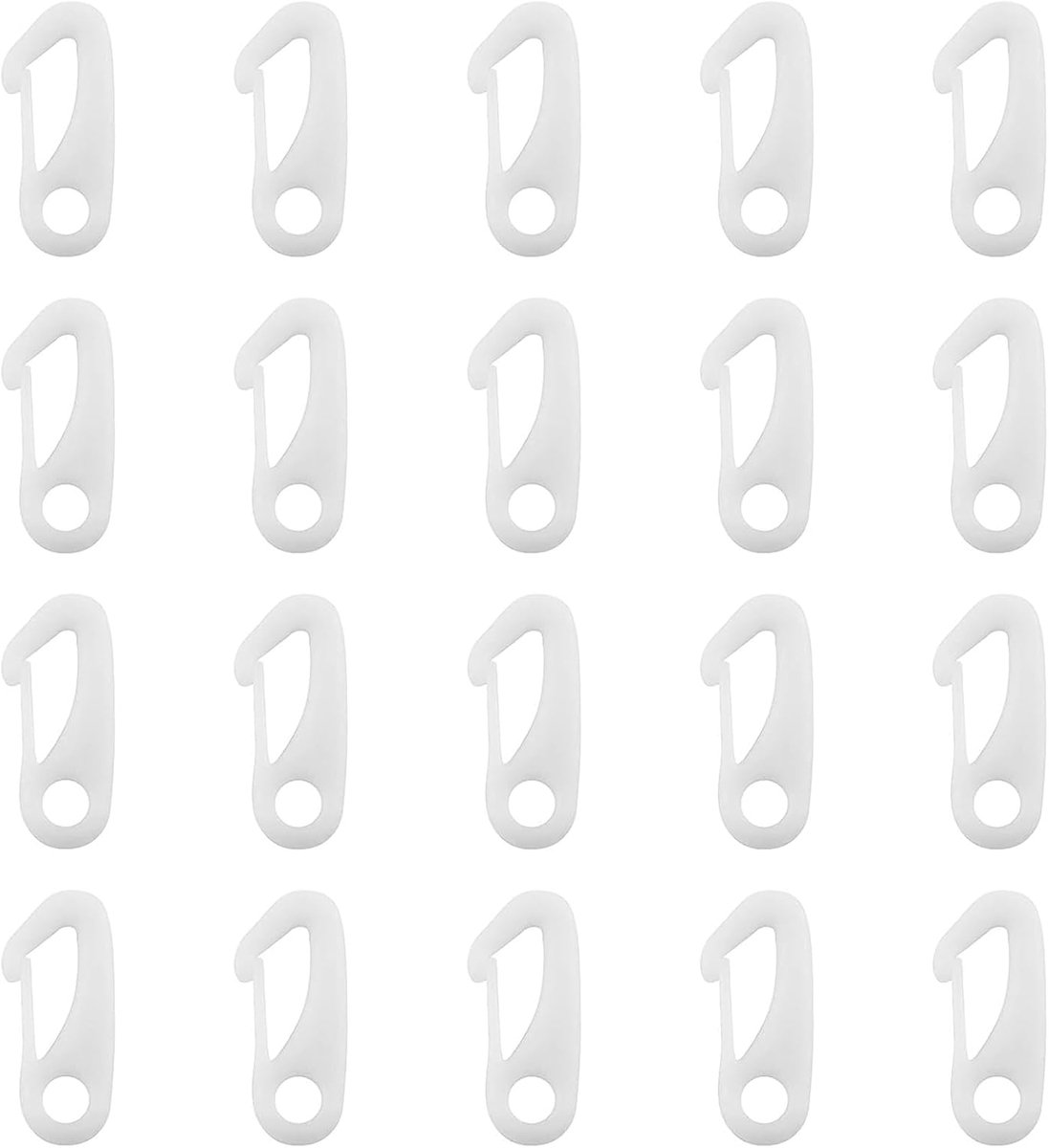 20 stuks bevestigingsclips, karabijnhaken van nylon voor vlaggenmast, bevestigingsclip van nylon, clip voor bevestiging van de mast, touw van nylon, wit voor bevestiging van de vlag met