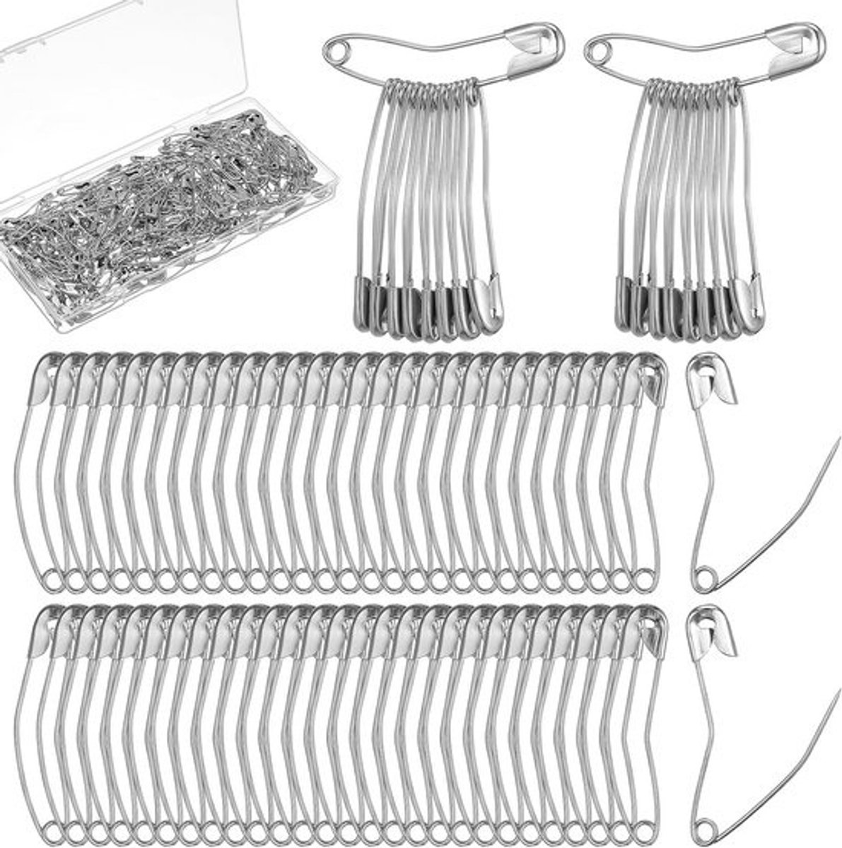 Veiligheidsspelden Gebogen - Naaispelden Klemmen - Kleding Reparatie - Roestvrij Staal - 200 Stuks - Zilver