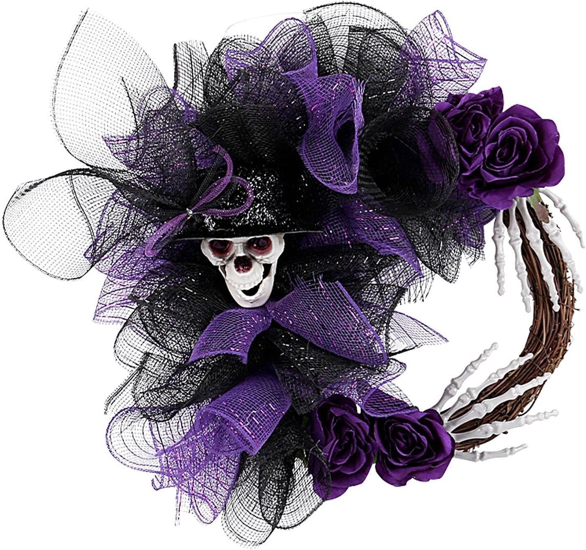 Halloween Doodshoofd Krans - Halloween decoratie - Met Schedels en Takken - 40 x 45 cm - 1 stuk