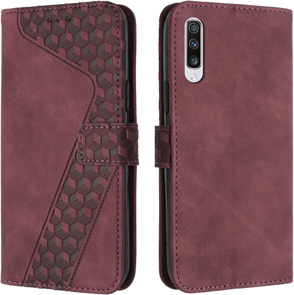 Hoesje voor Samsung Galaxy A70, Lederen Portemonnee Telefoonhoesjes met Standaard Magnetic Shockproof Flip Leather Wallet Book Case（Bruin）