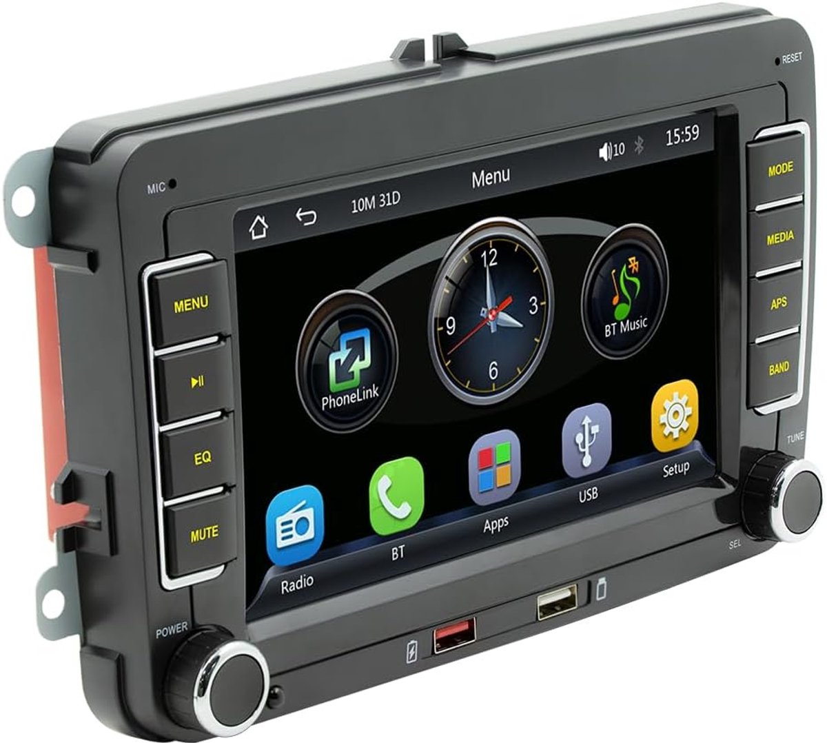 radio met CarPlay & Android auto, draadloos, 7 inch display, Bluetooth, Mirror Link, EQ, FM/AM/RDS radio, SWC, autoradio voor VW Passat Golf Polo Caddy EOS Touran Tiguan Jetta Seat Skoda