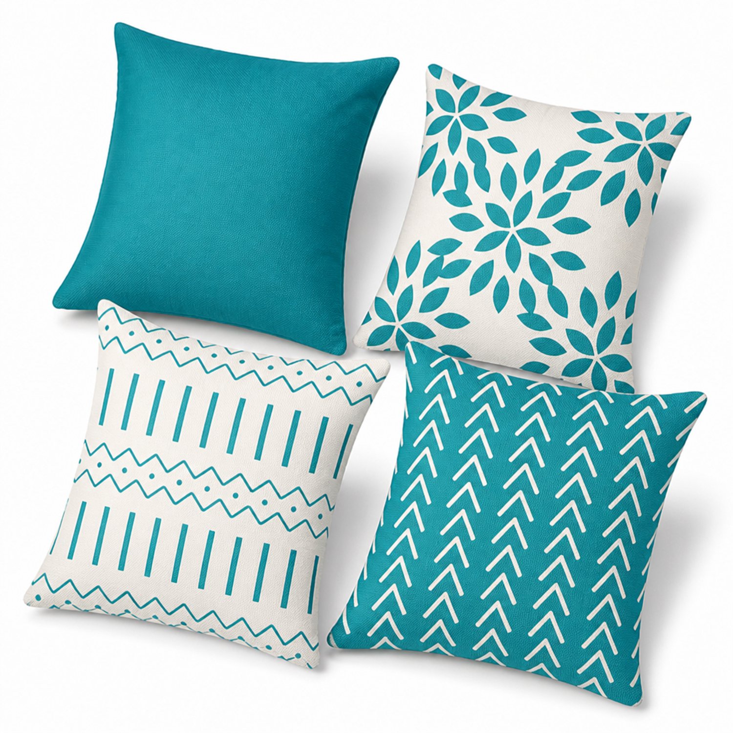 Softica Kussenslopen - Aquablauw - 40x40 cm - Linnen - Set van 4