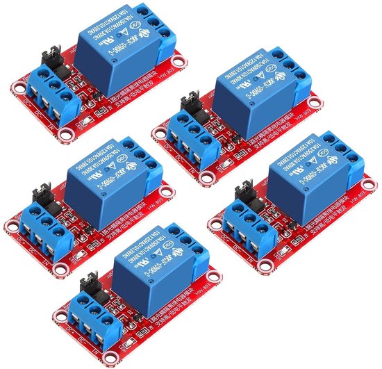 5 Stuks 1-Kanaals Relay Module 5V met Optokoppelaar, Hoog of Laag ...