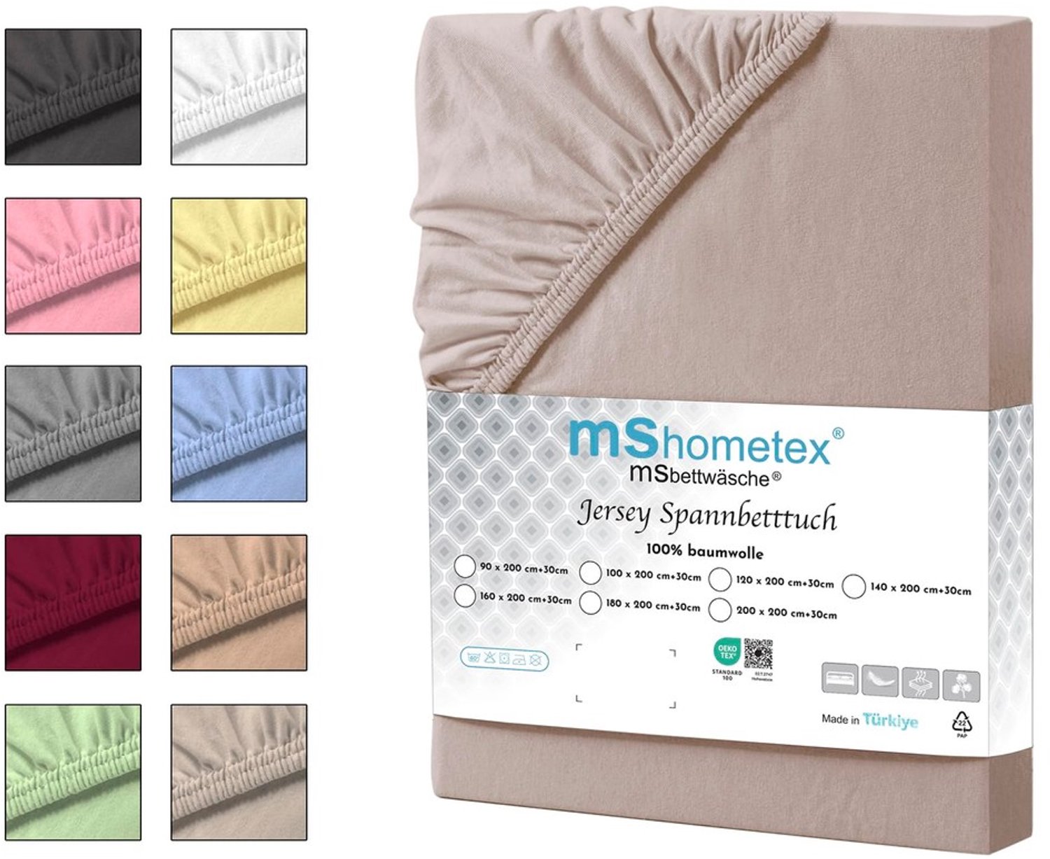 Duraxl Hoeslaken - Jersey katoen - Beige - 90 x 200 cm
