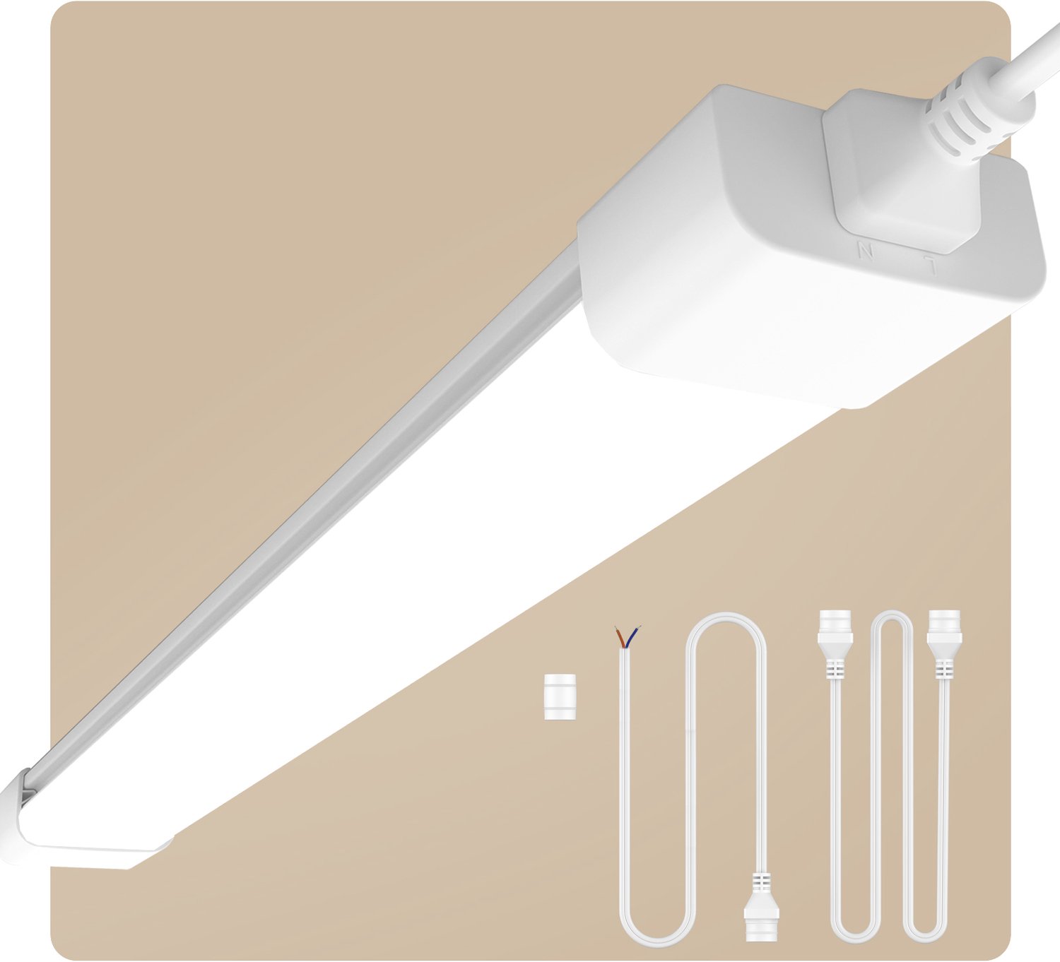 anten Amdelne LED Batten - LED Vochtbestendige - 60 cm 18W 6000K 1980lm - Plafondlamp - LED TL Armatuur - Daglicht Wit - Voor werkplaats, schuur en als onderbouwverlichting Koel wit