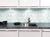 Keukenwand met print - Marmer tegel design - Marmerlook - 200x50cm
