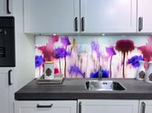 Aquarel Bloemen Spatwand - Keuken achterwand - 200x50cm - DW6004