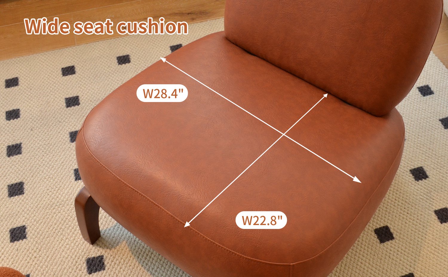 OKWISH Fauteuil 72,1 x 86,9 x 69,9 cm - Zonder Armleuningen en Zachte Zitting - Woonkamer en Slaapkamer - Kunstleer en Hout - Bruin