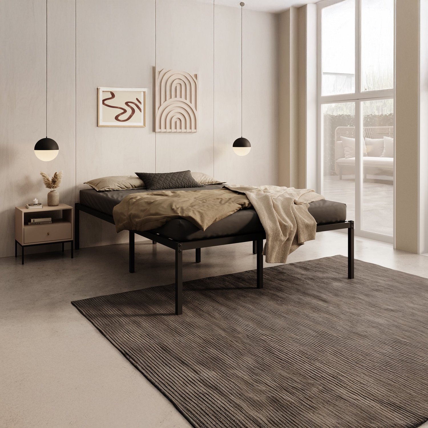 MEUBELLA Tweepersoonsbed Justin - Zwart - 140x200