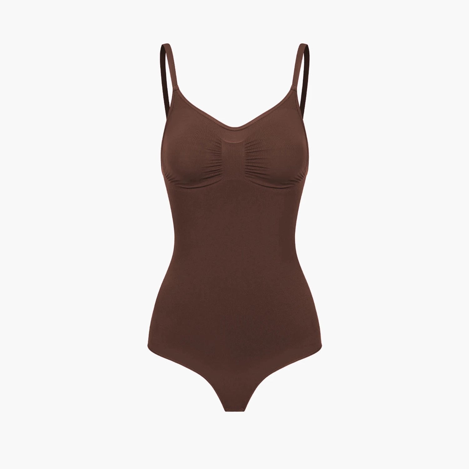 cfab Bodysuit met corrigerende werking en koordjes - Bruin - M - Corrigerende Body - Naadlos - corrigerend ondergoed dames