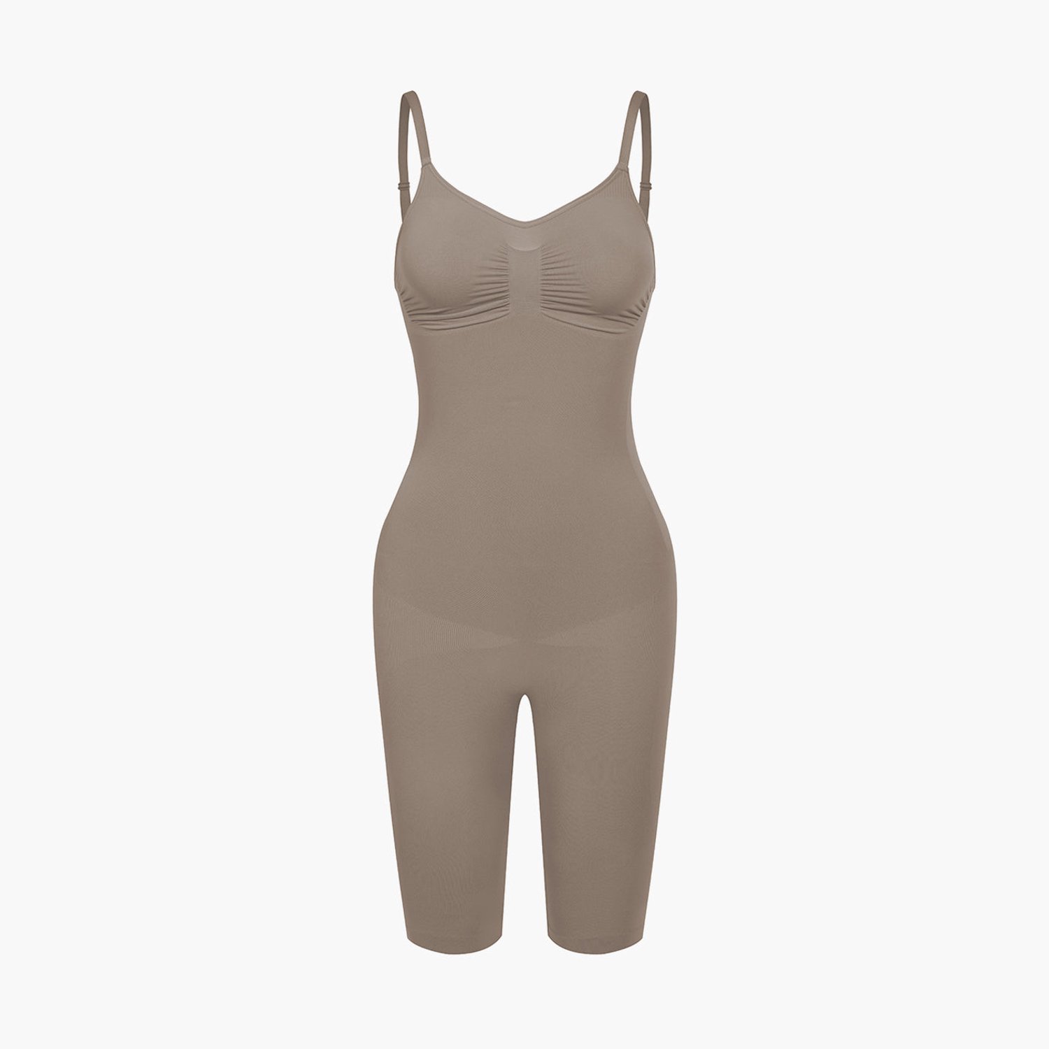 cfab Bodysuit met corrigerende shapewear en bijpassende shorts - Taupe - XS - Corrigerende Body - Naadlos - corrigerend ondergoed dames