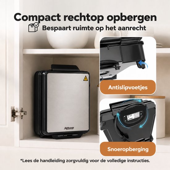 Belgisch Wafelijzer 1200 W - 4 Wafels Tegelijk - Wafelmaker met Instelbare Temperatuur en Antiaanbaklaag - Overlooprand - Indicatielampjes - Compact Rechtop Opbergen - Voor Brunch en Desserts - Zwart/Zilver — afbeelding 4