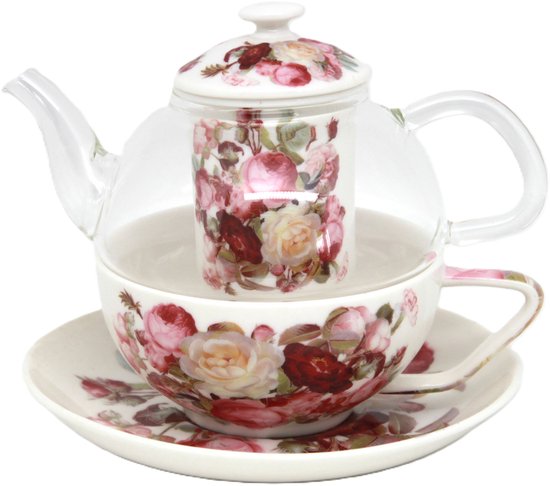 Queen Isabell - Theeservies met kopje en theepot - theeset Rozen