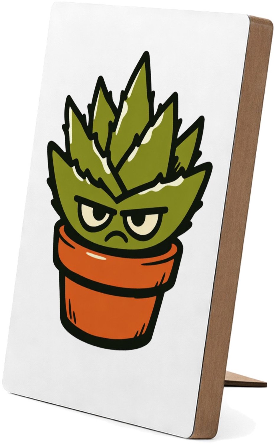 Mr Cadeautjes Glasframe/MDF 12,7 x 17,8 - design Een koppige, stekelige huisplant als grappige ‘ga weg’-boods | cadeau Wit
