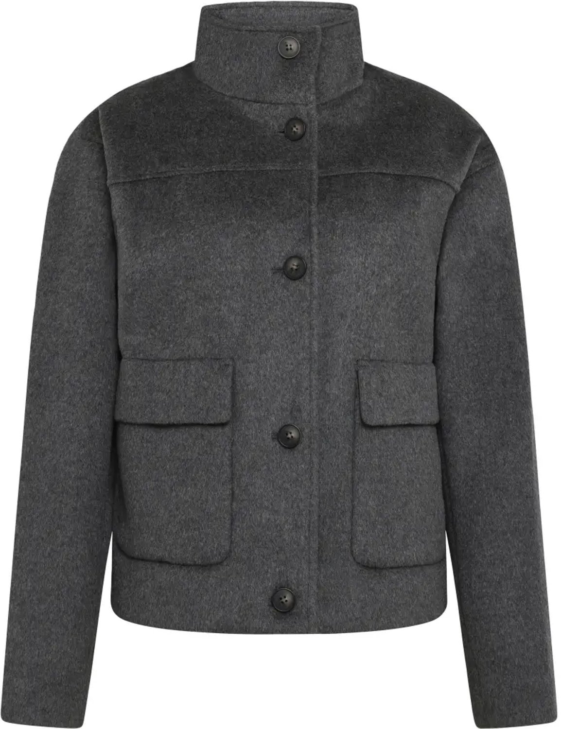 Korte wollen jas dames KnowledgeCotton Apparel Donkergrijs Mergel