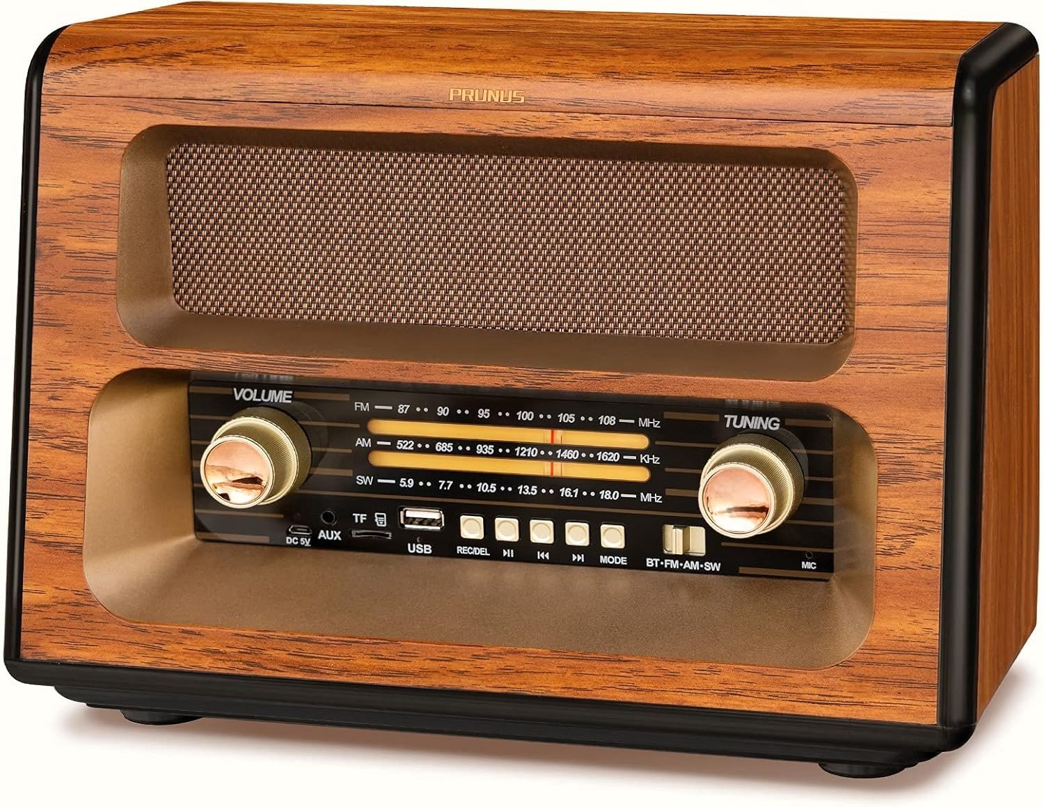 Retro Transistor Radio - Zwart - 31 x 15 x 21 cm - Met Bluetooth en Oplaadbare Batterij - Voor Thuisgebruik