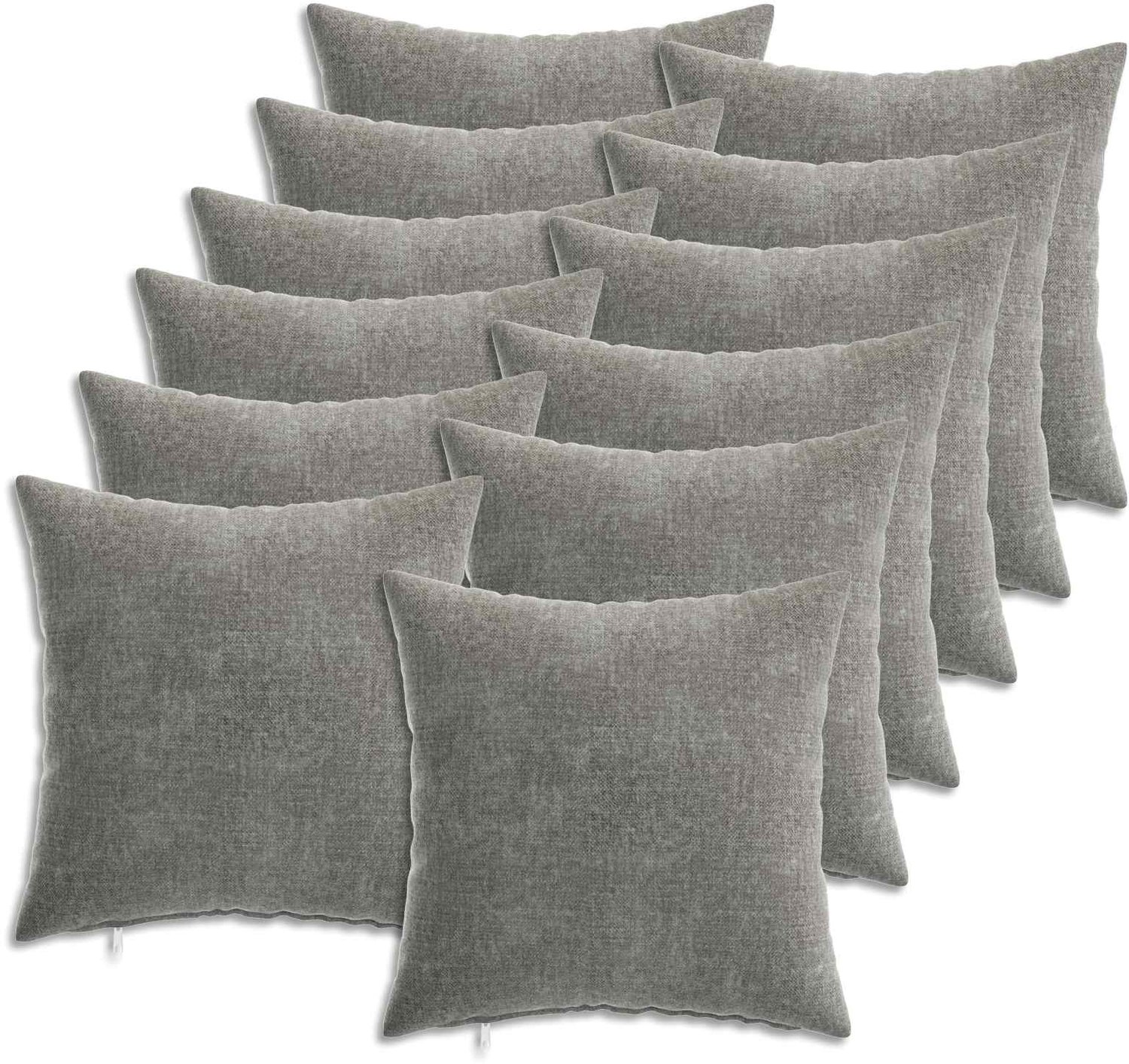 vidaXL Dekenkussen - 12 - st - HEERLEN - Donkergrijs - 50 - x - 50 - cm - Chenille - Stof