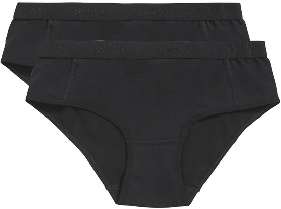 Set van twee zwarte katoenen hipsters met een elastische tailleband en ten Cate logo.