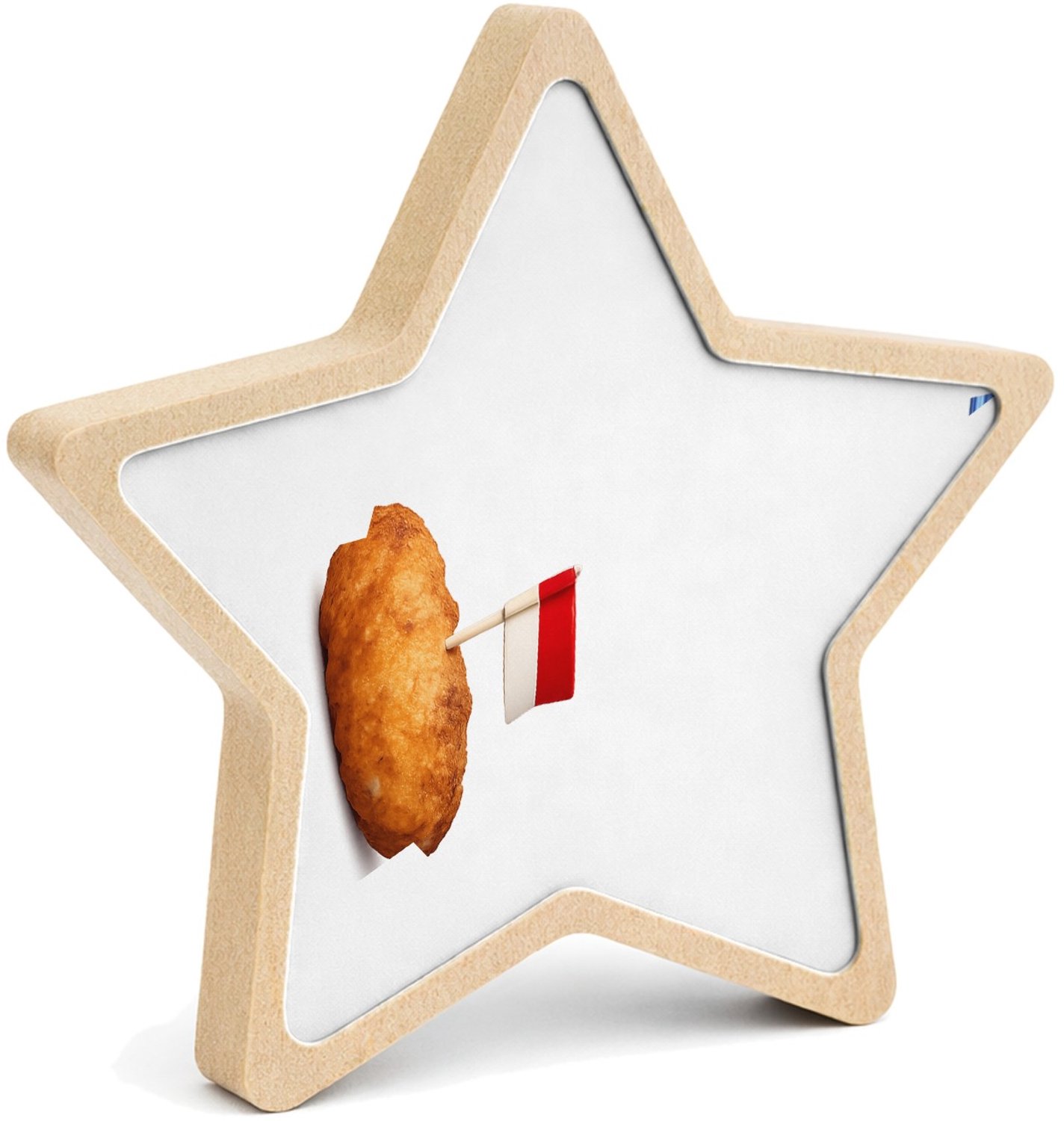 Mr Cadeautjes MDF fotolijst ster 14 x 13,5 - design Grappige eetbare trots met een enkel centraal voedselobject | cadeau Wit