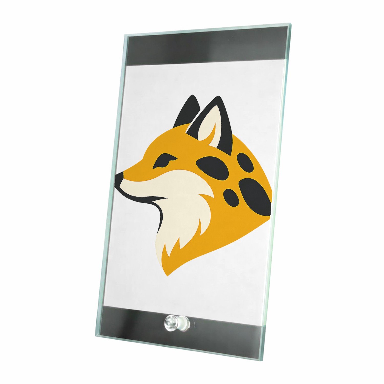 Mr Cadeautjes Glasframe 15 x 23 - design Een set van vier decoratieve panelen met een gestileerde vos | cadeau Wit